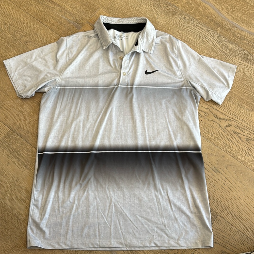 Nike Golf Dri-Fit White Gray Silver Black Polo Shirt Size Large STANDARD FIT